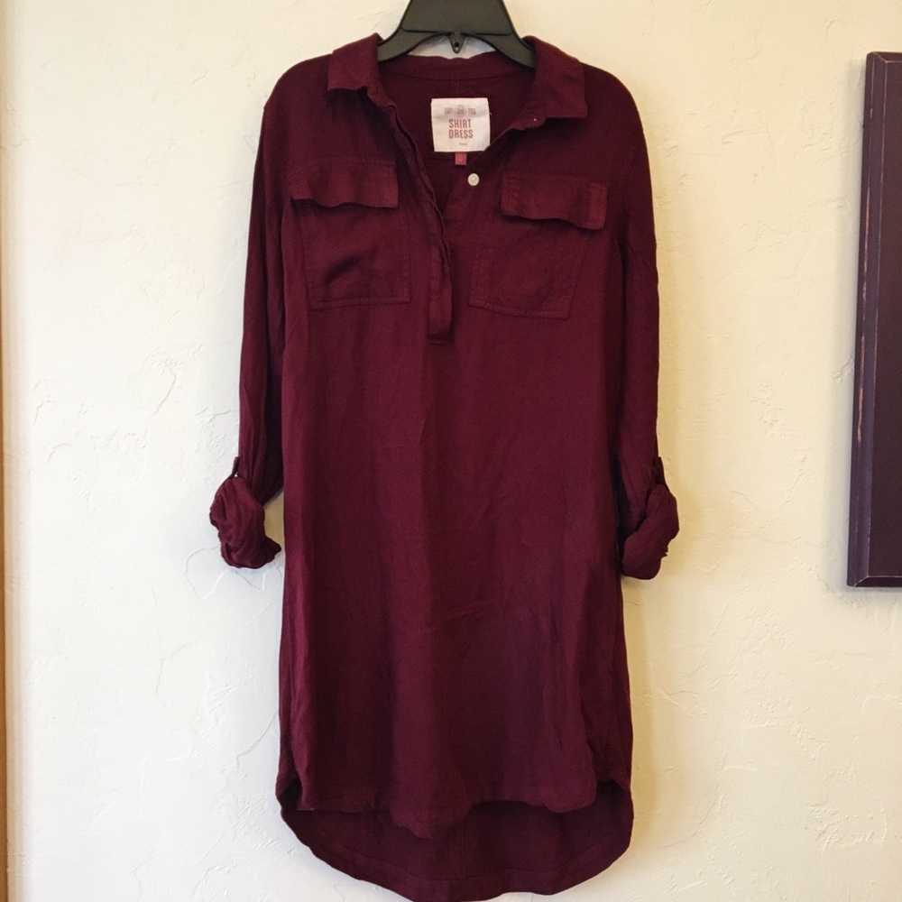 Burgundy Shirt Dress
